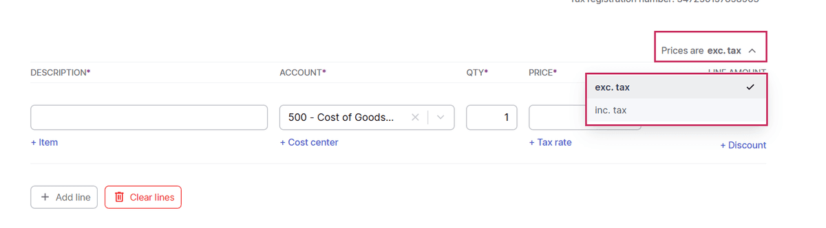 Handling VAT in a Debit Note