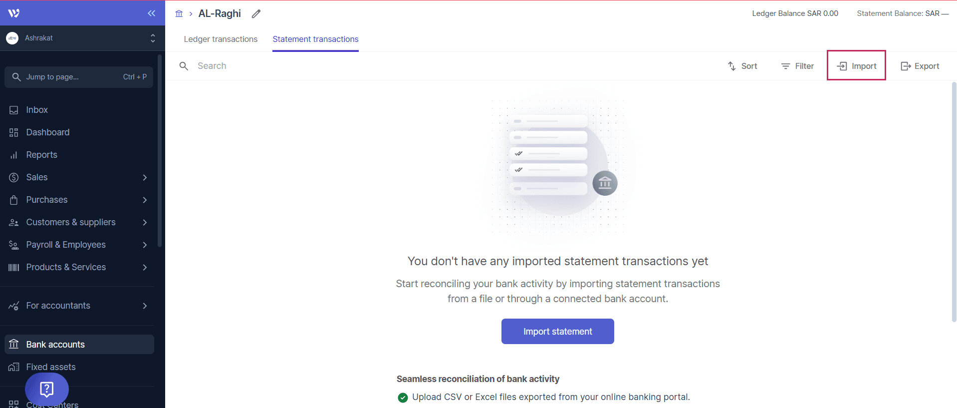 import statement transactions