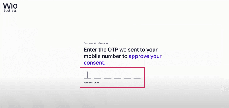 Enter the OTP to confirm the connection