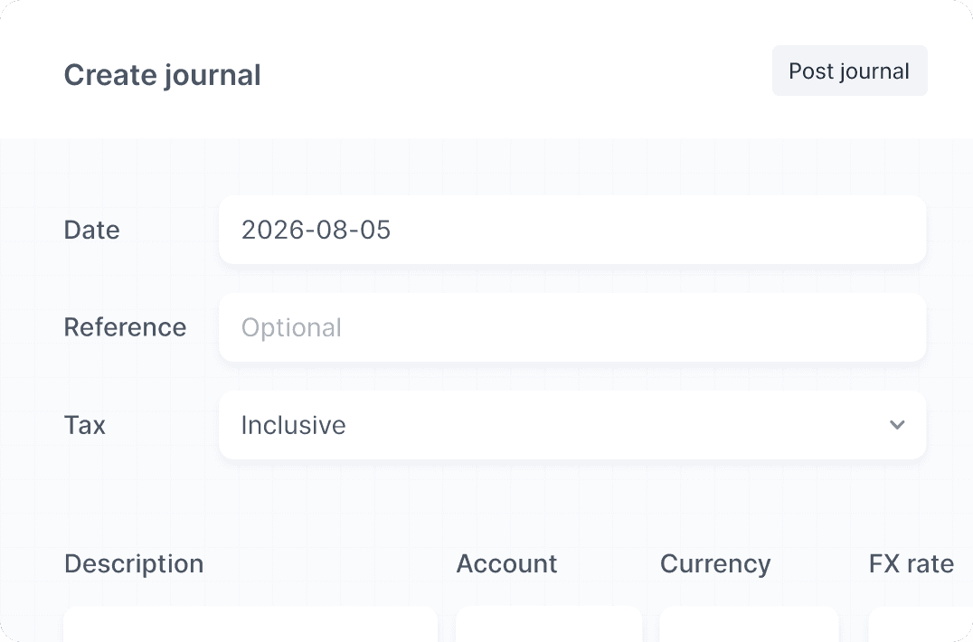 Manual journals and chart of accounts