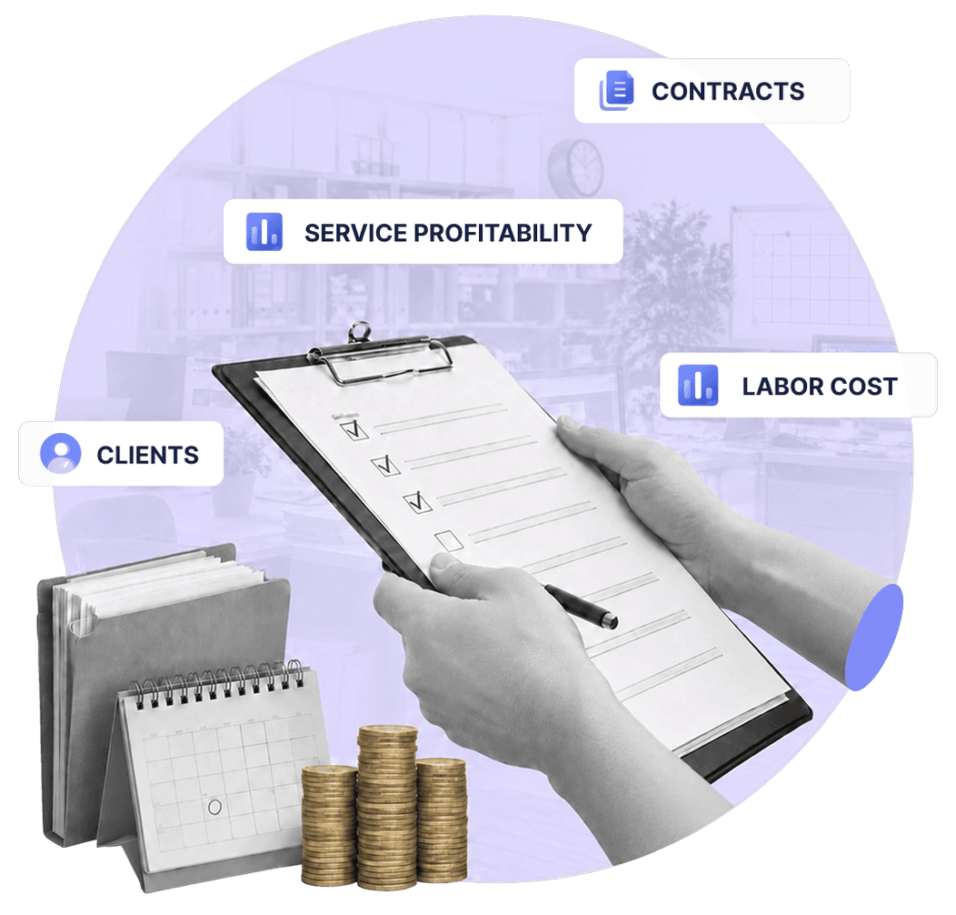 Administrative and support services accounting hero illustration