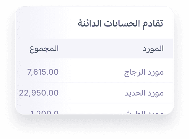 تقارير أرصدة الموردين