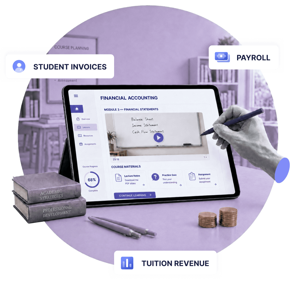 Education and training accounting hero illustration