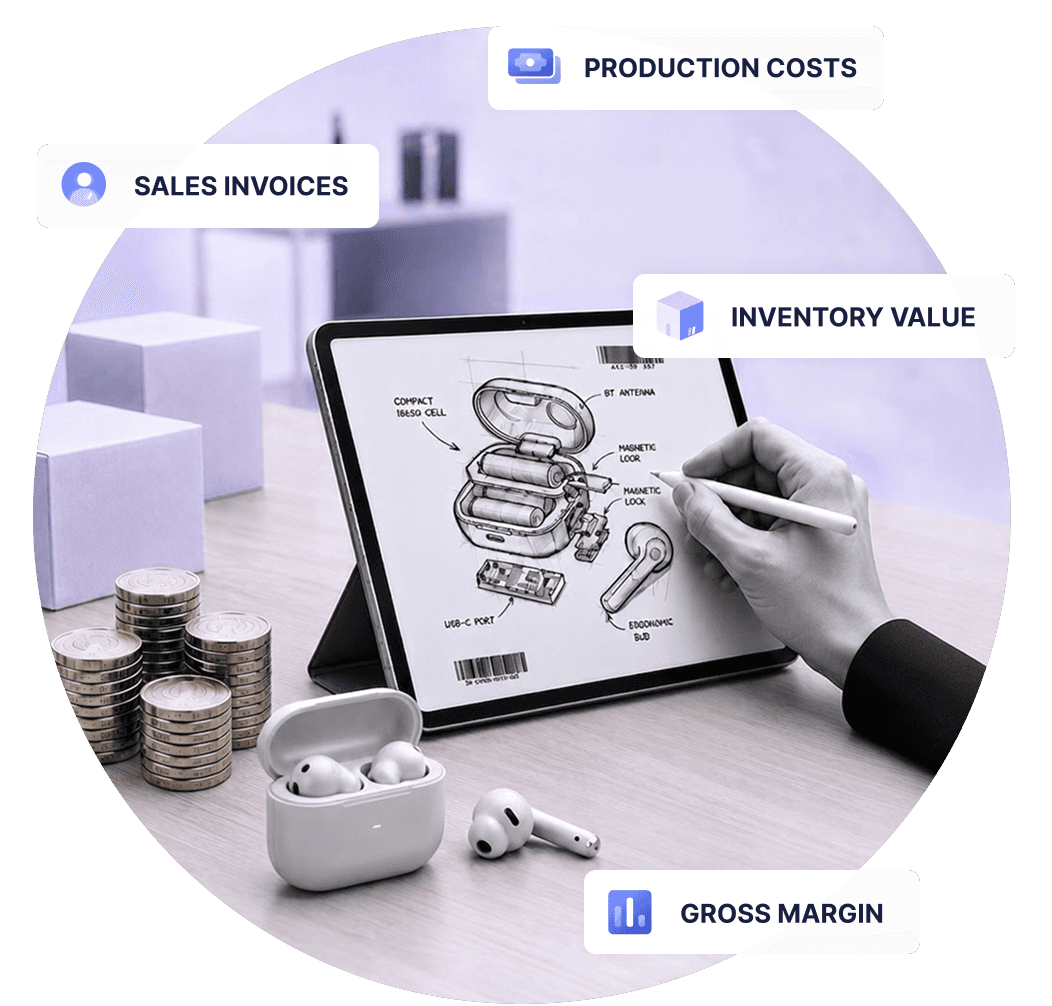 Manufacturing accounting hero illustration