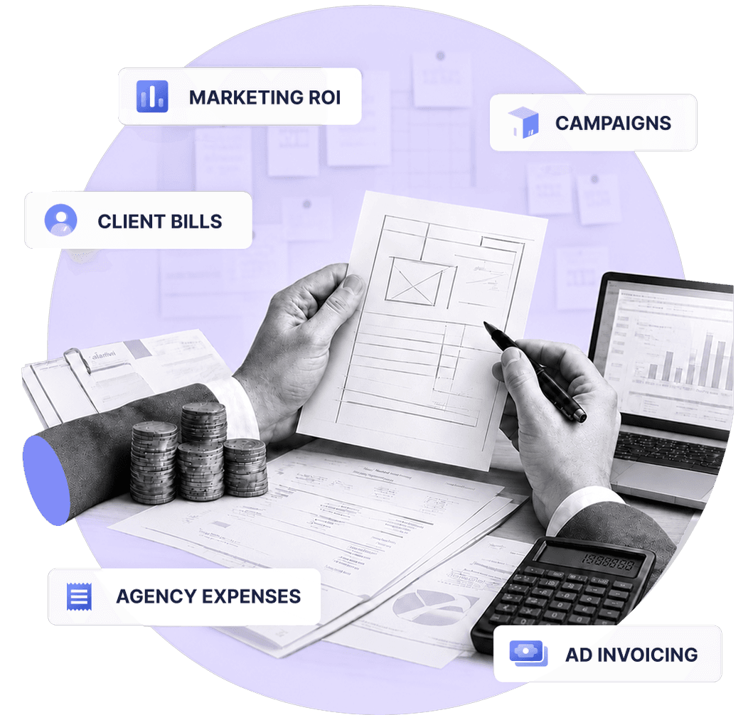 Marketing agency accounting hero illustration