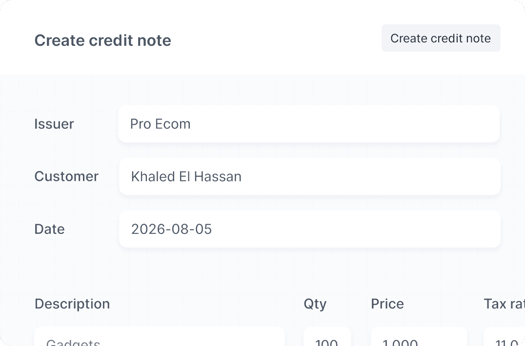 Create and send credit notes