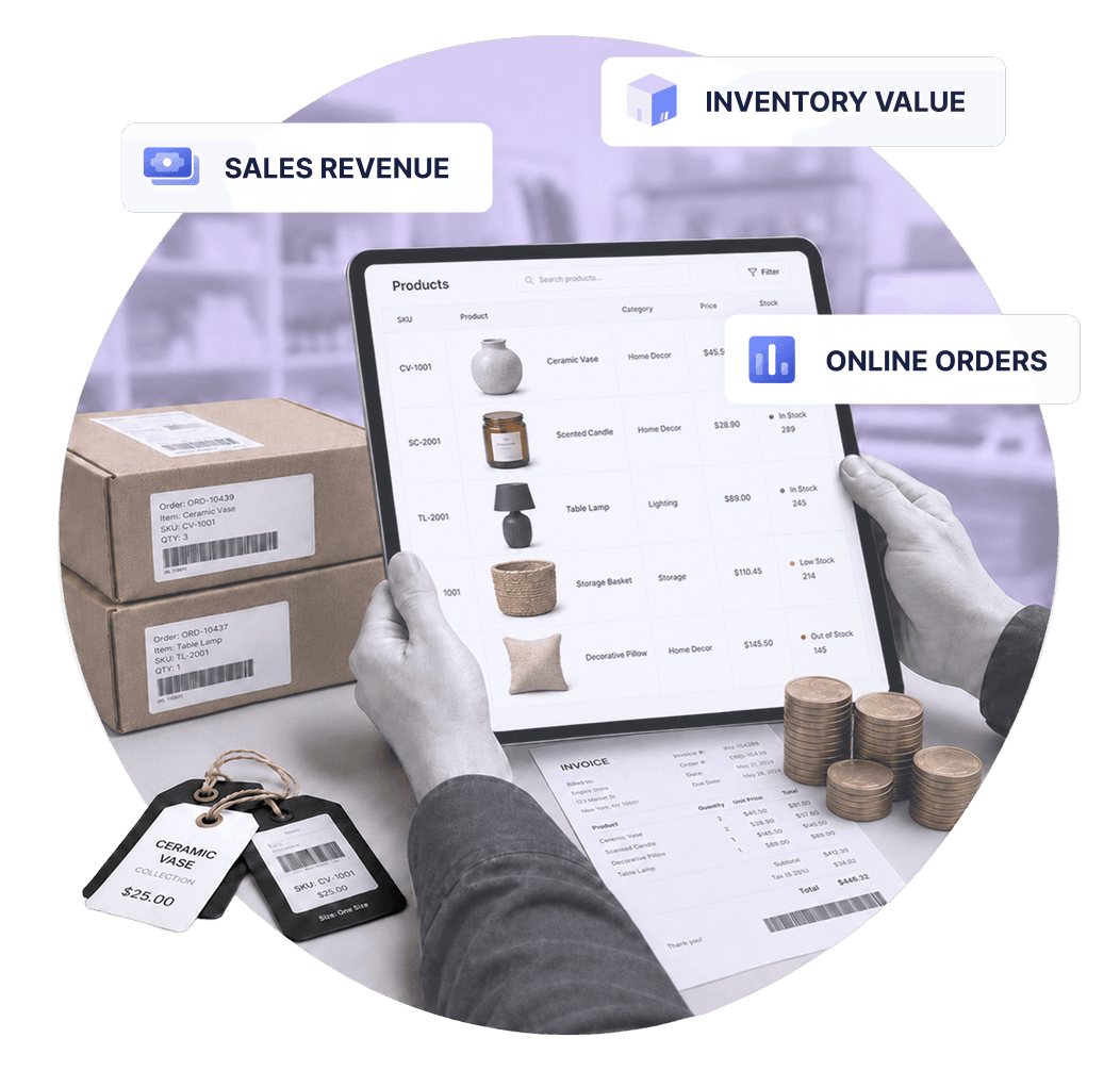 Retail and ecommerce accounting hero illustration
