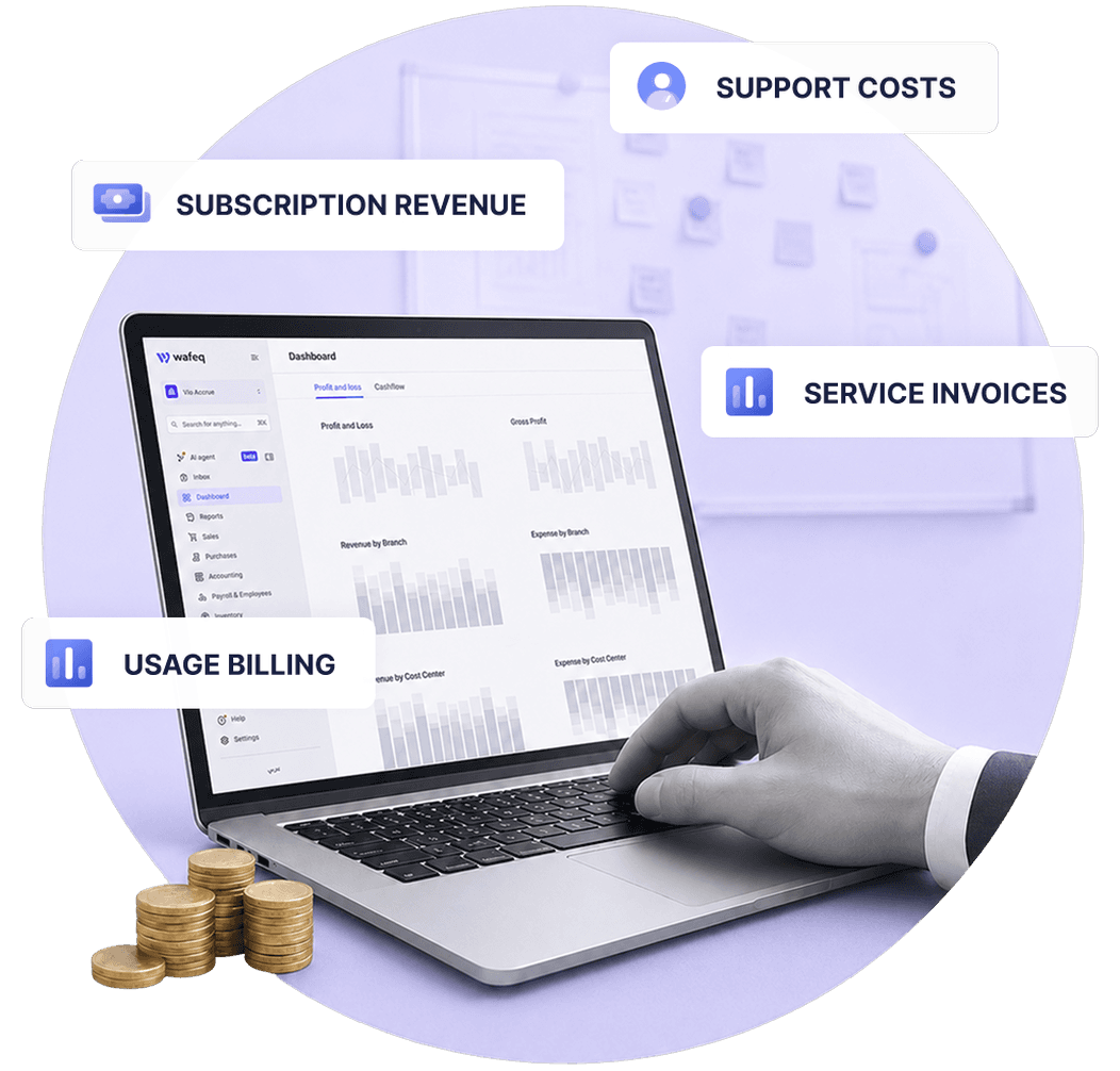Technology and telecommunications accounting hero illustration