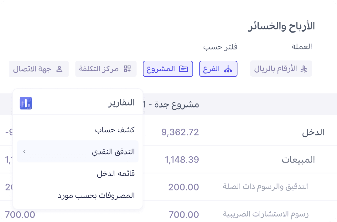 تتبّع ربحية المشاريع
