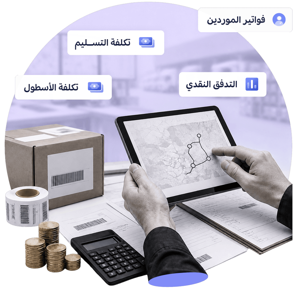 رسم توضيحي للمحاسبة في النقل واللوجستيات