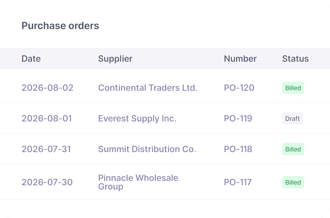 Create purchase orders