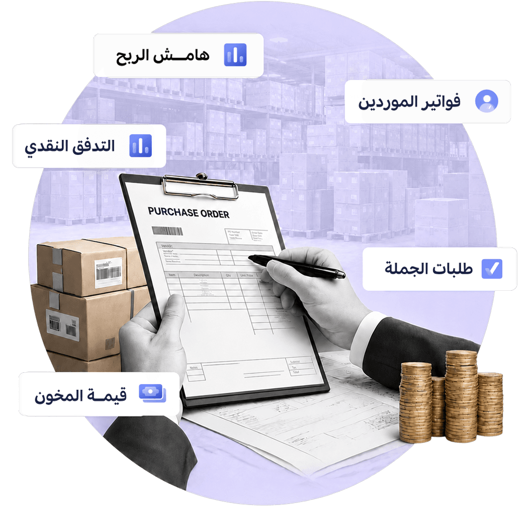 رسم توضيحي للمحاسبة في تجارة الجملة