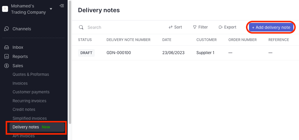 Delivery Notes