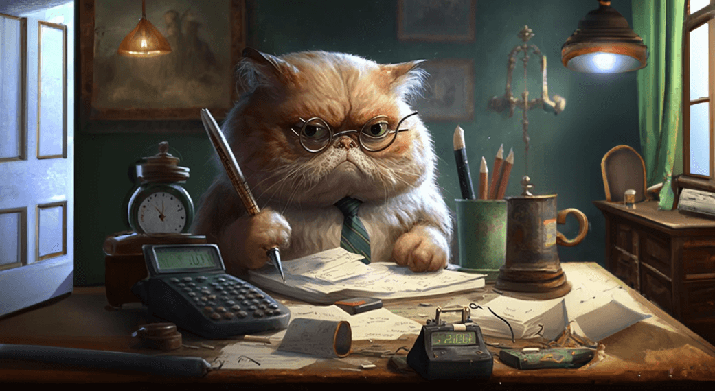 A Cat doing accounting