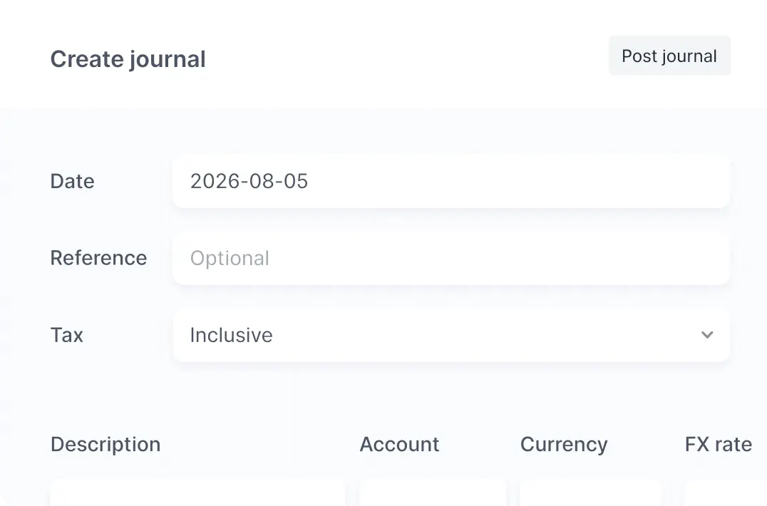 Manual journals and chart of accounts