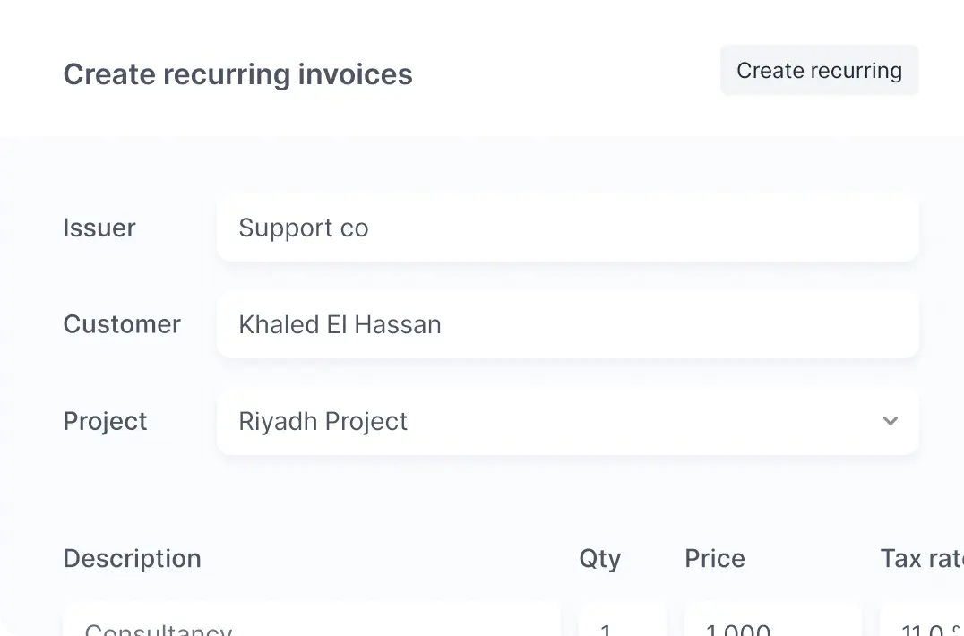 Recurring invoices
