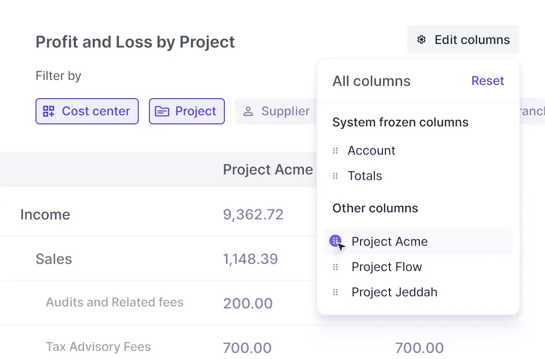 Project profitability and cost center reporting