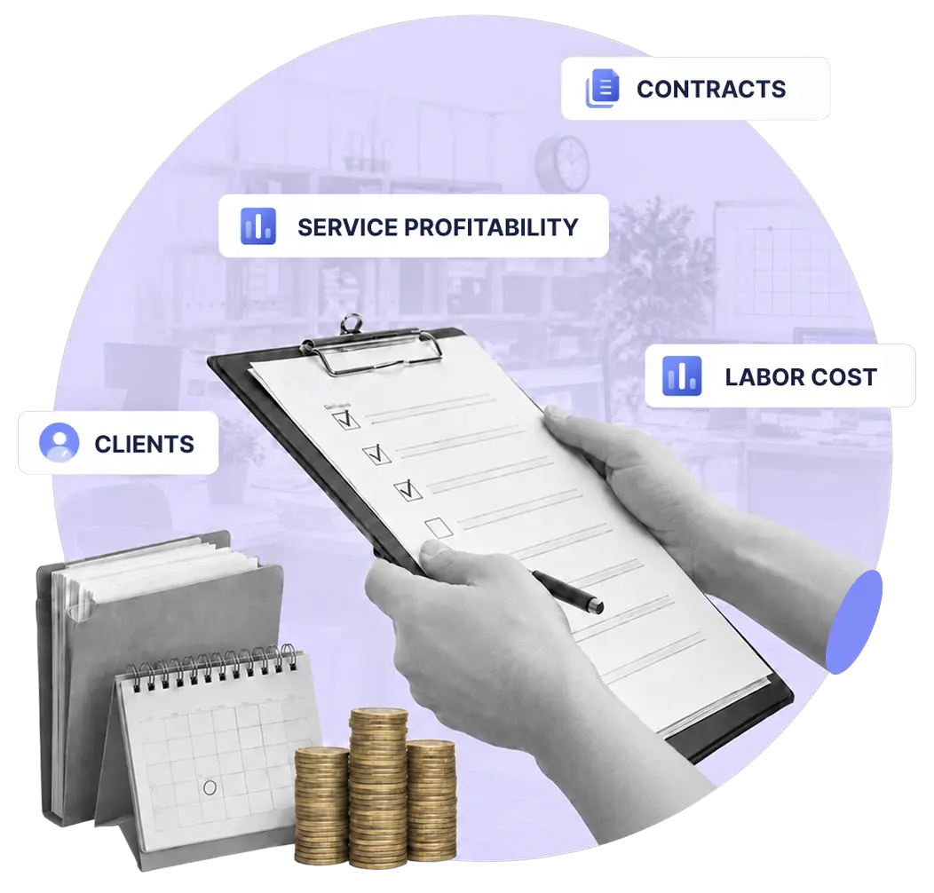 Administrative and support services accounting hero illustration