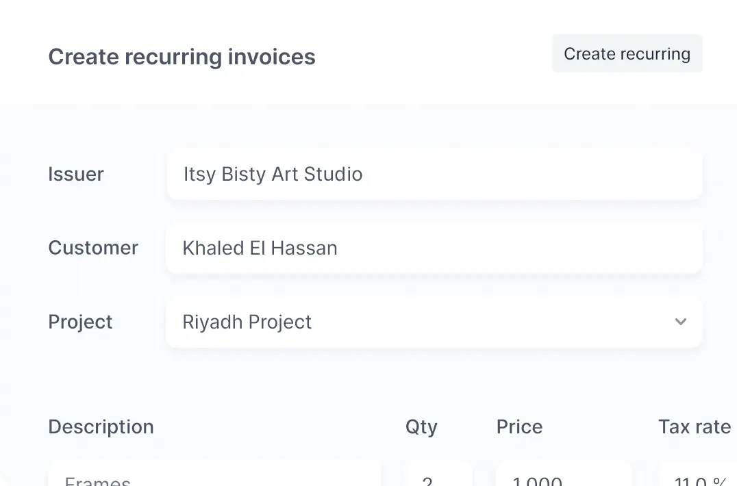 Create recurring invoices
