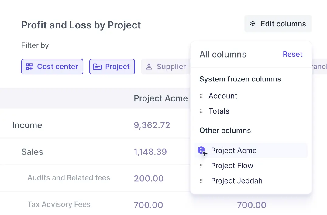 Cost center and project allocation