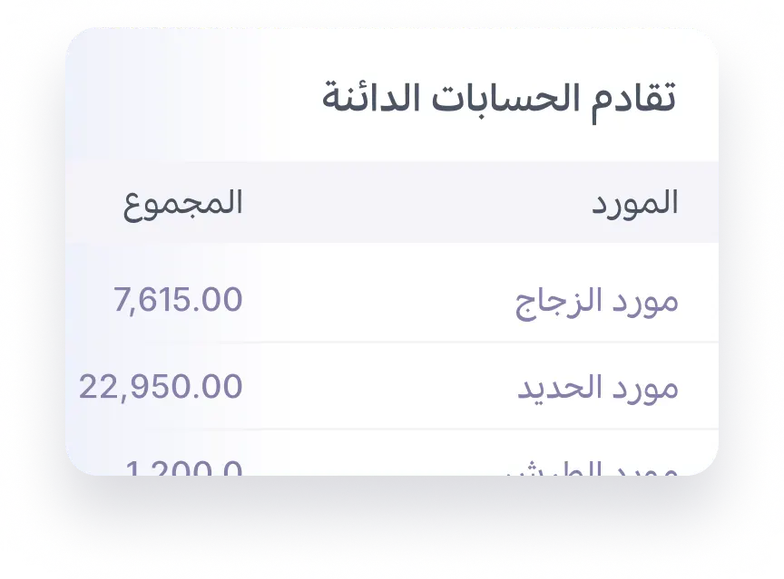 تقارير أرصدة الموردين
