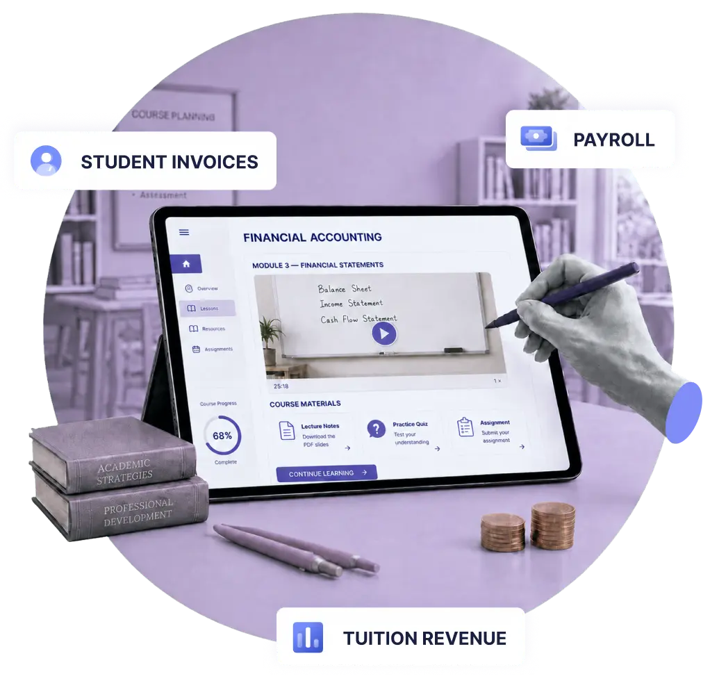 Education and training accounting hero illustration
