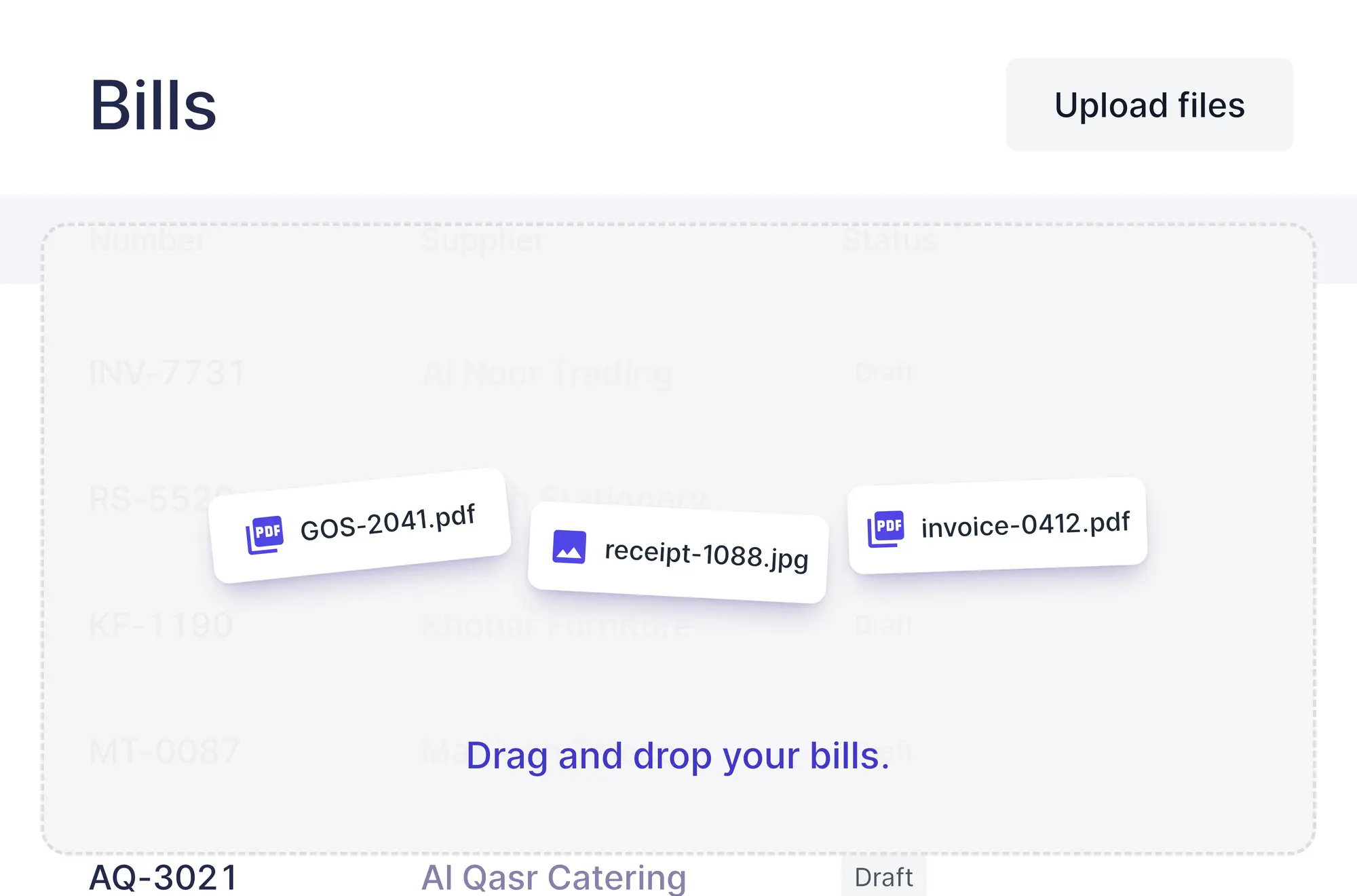Uploading bills to the bills list