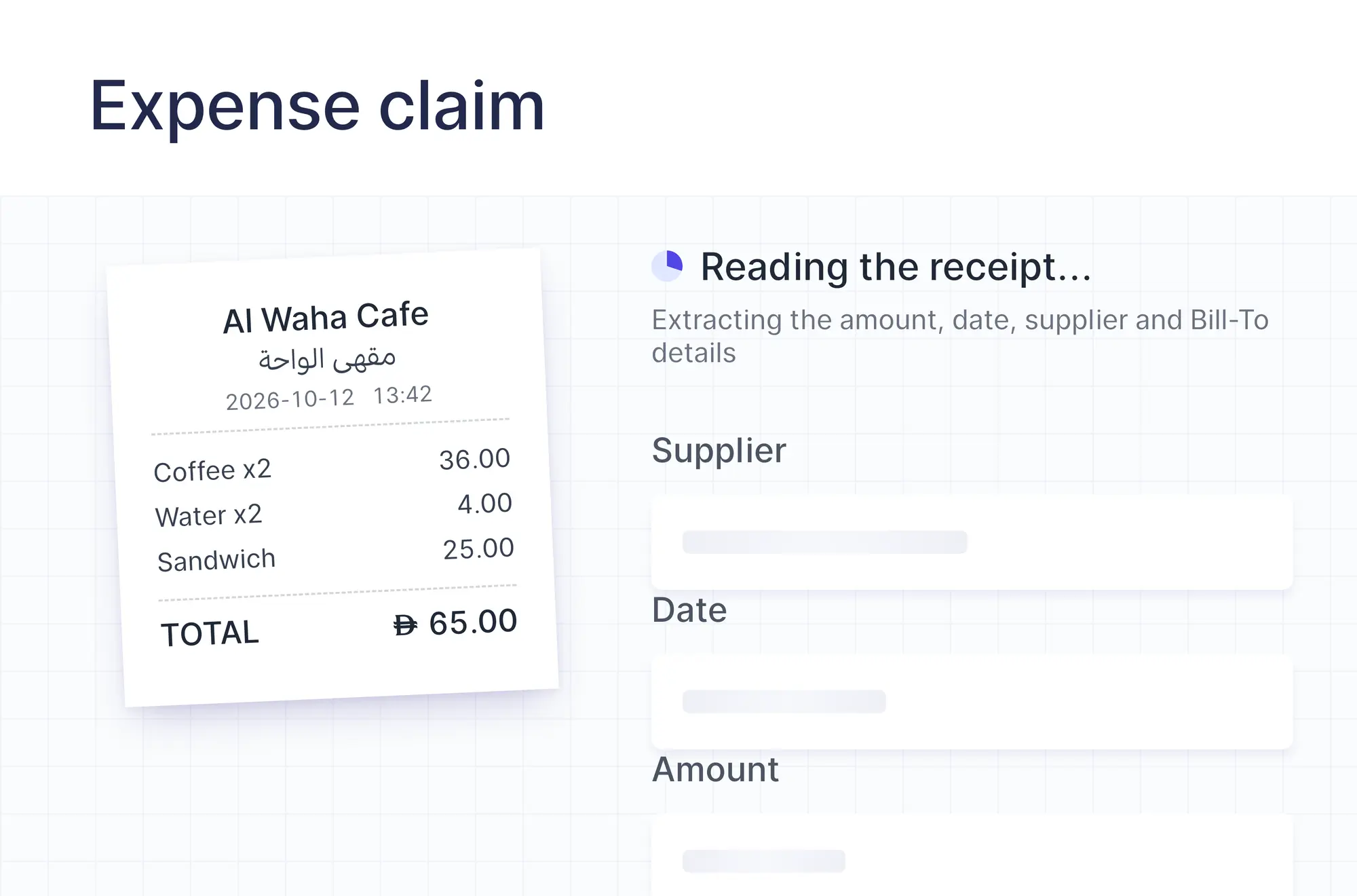 An expense claim being read from its receipt