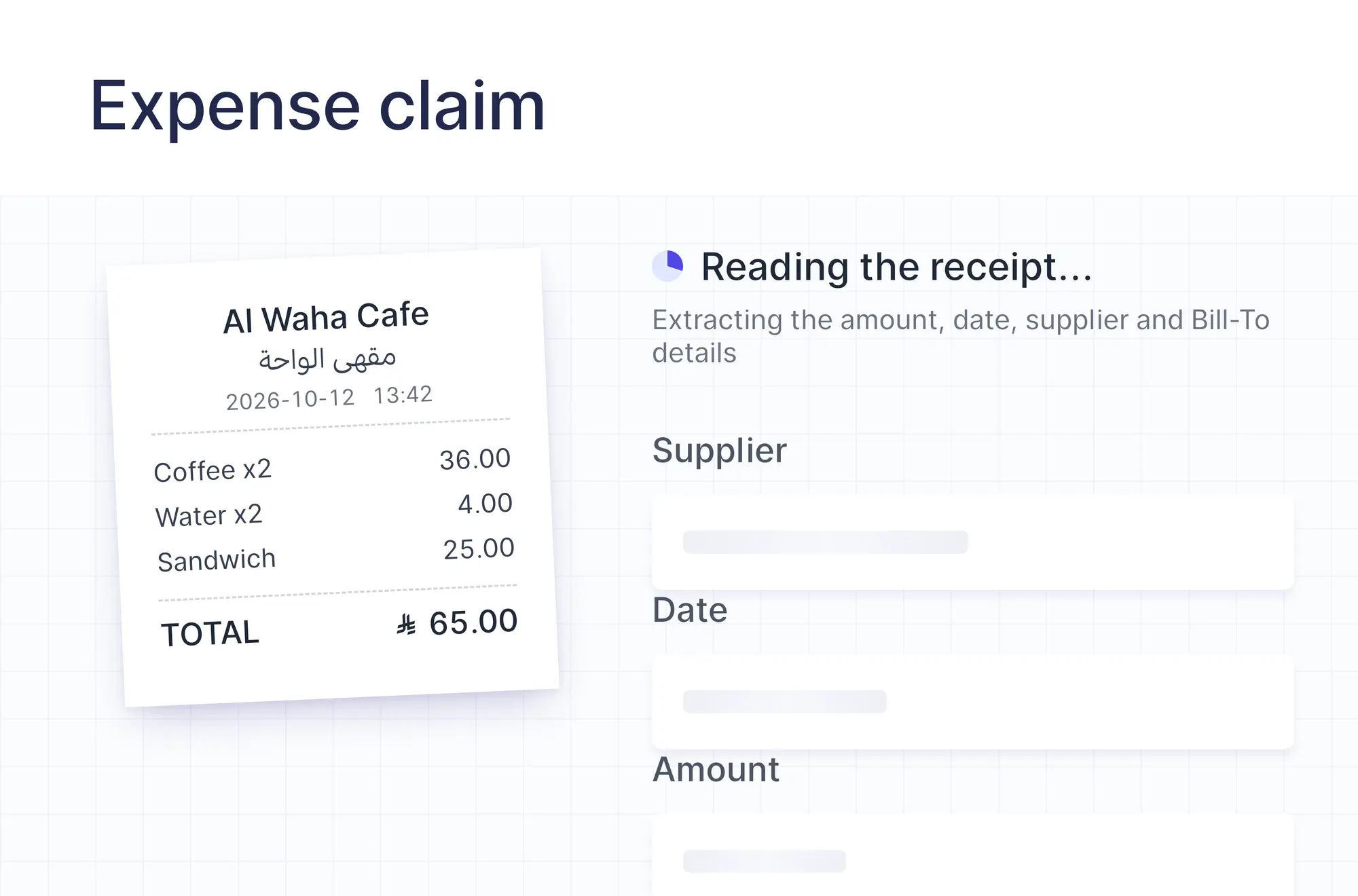 An expense claim being read from its receipt