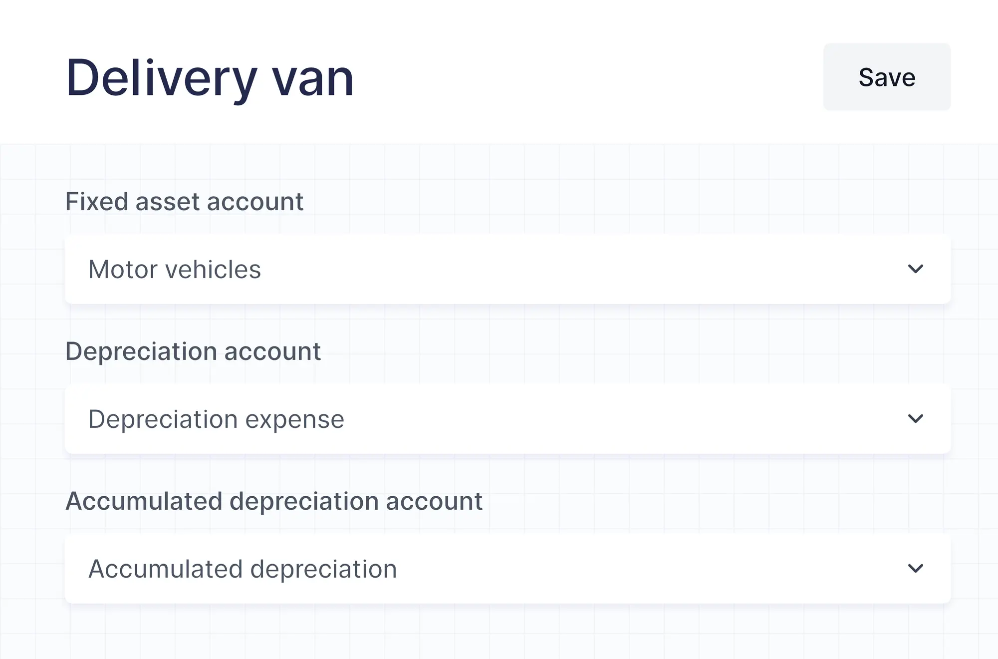 The fixed asset, depreciation and accumulated depreciation accounts
