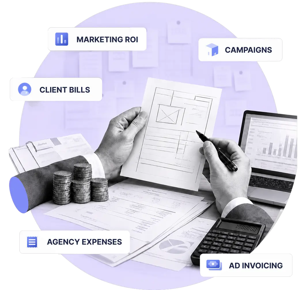 Marketing agency accounting hero illustration