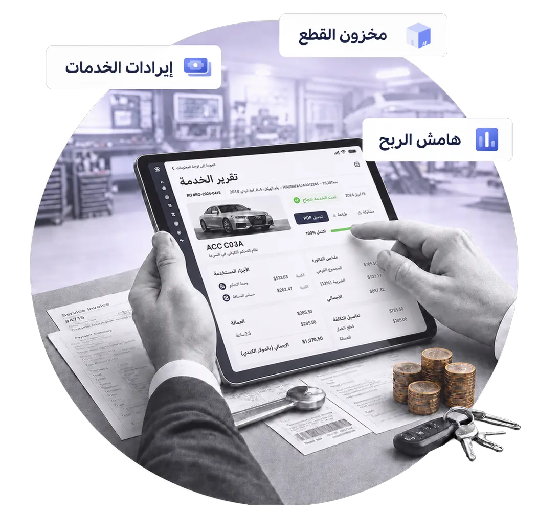 رسم توضيحي للمحاسبة في الإصلاح والصيانة