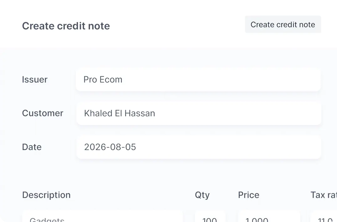 Create and send credit notes