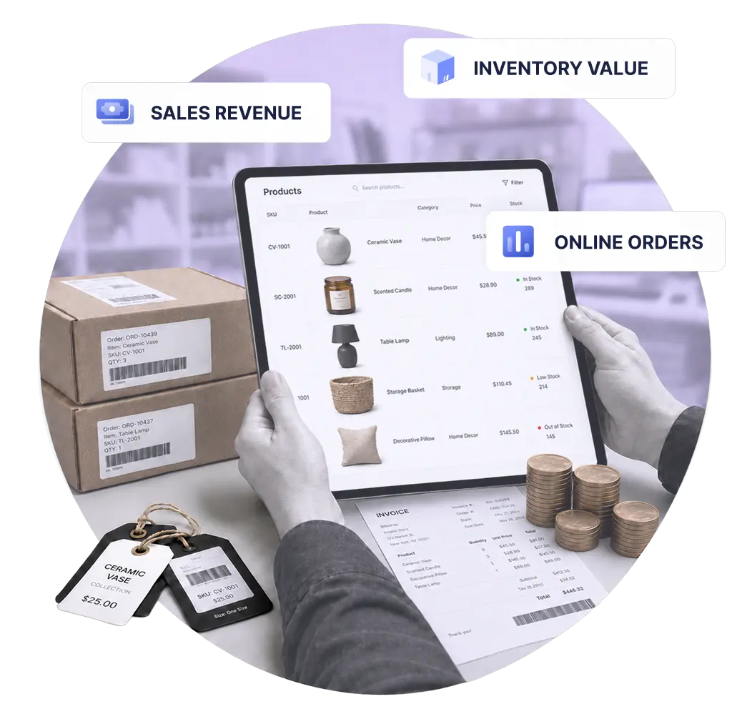 Retail and ecommerce accounting hero illustration