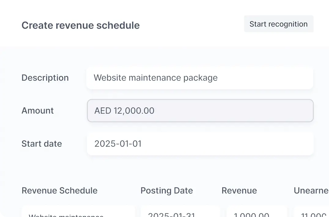 Revenue recognition schedules