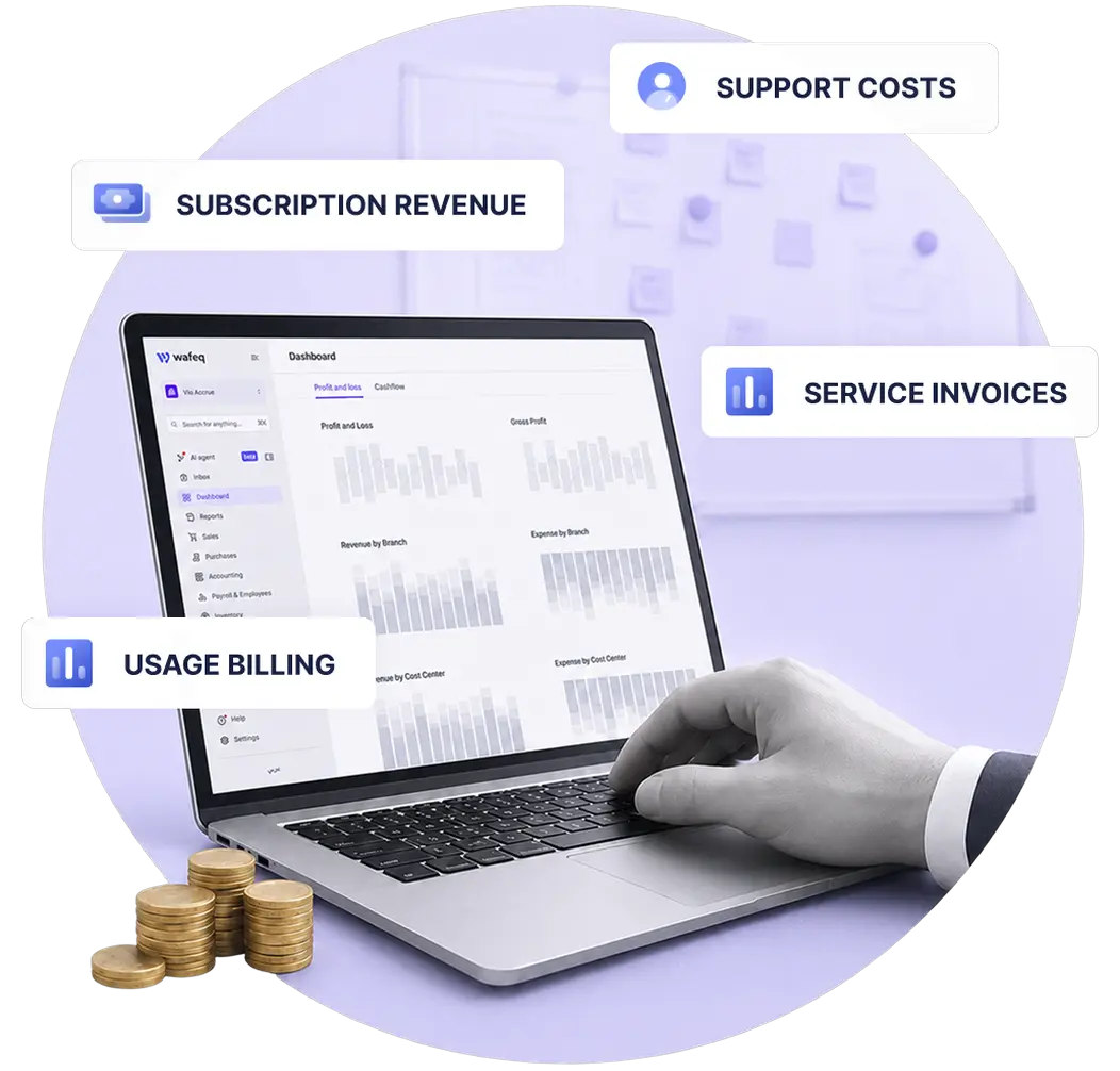 Technology and telecommunications accounting hero illustration