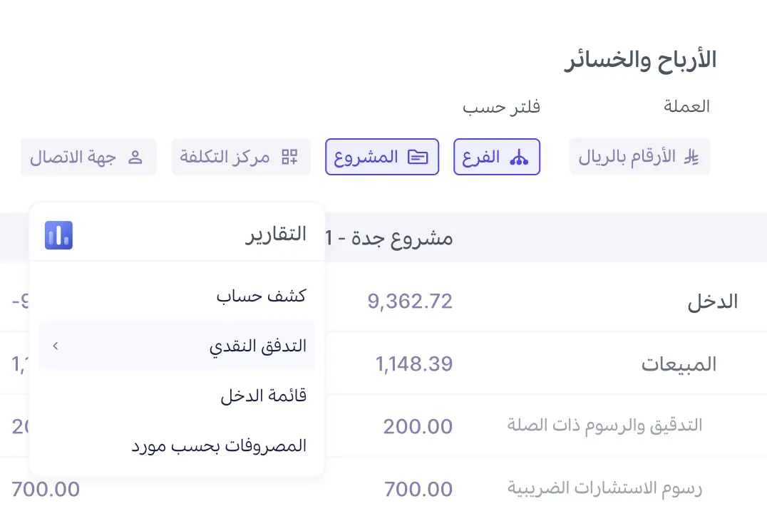 تتبّع ربحية المشاريع