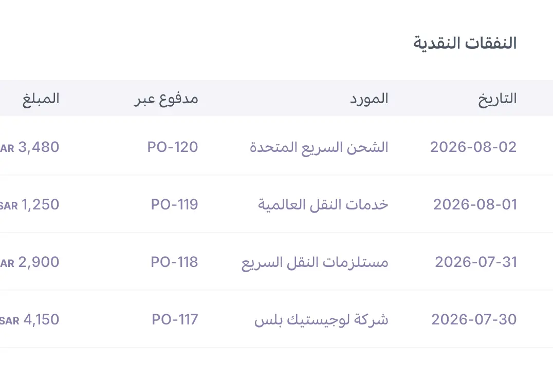 تسجيل المصروفات