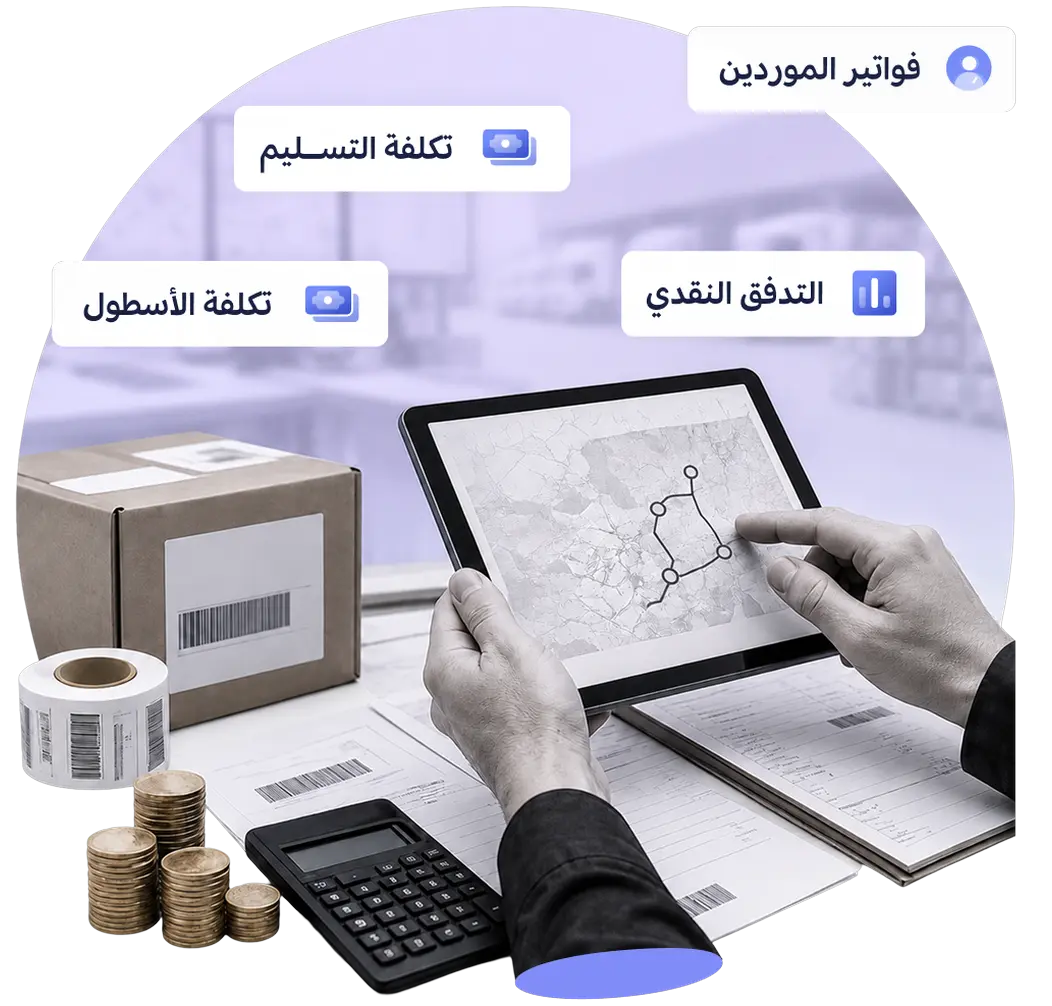 رسم توضيحي للمحاسبة في النقل واللوجستيات