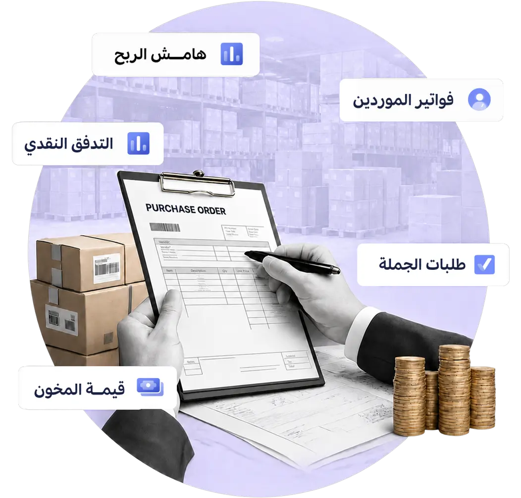 رسم توضيحي للمحاسبة في تجارة الجملة